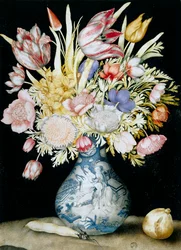 Vase of Chinese Porcelain with a Bunch of Flowers